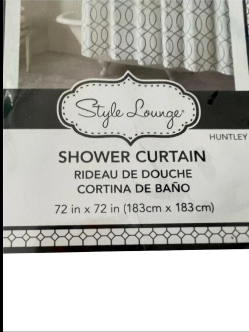 Style Lounge  Huntley Gray and White Geometric Fabric Shower Curtain